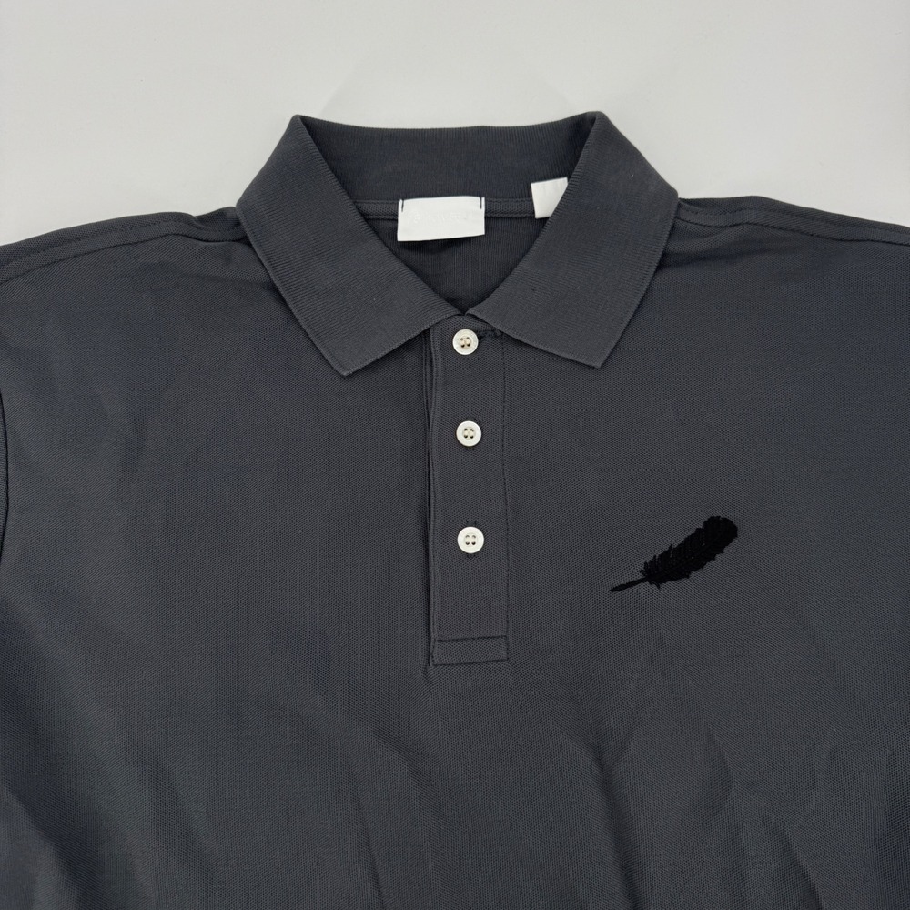 Handvaerk Mens Pima Cotton Polo Shirt Gray Large Blue Origin Jeff Bezos